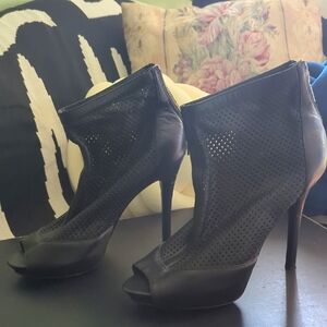 Elegant Black Peep-Toe Stiletto Booties